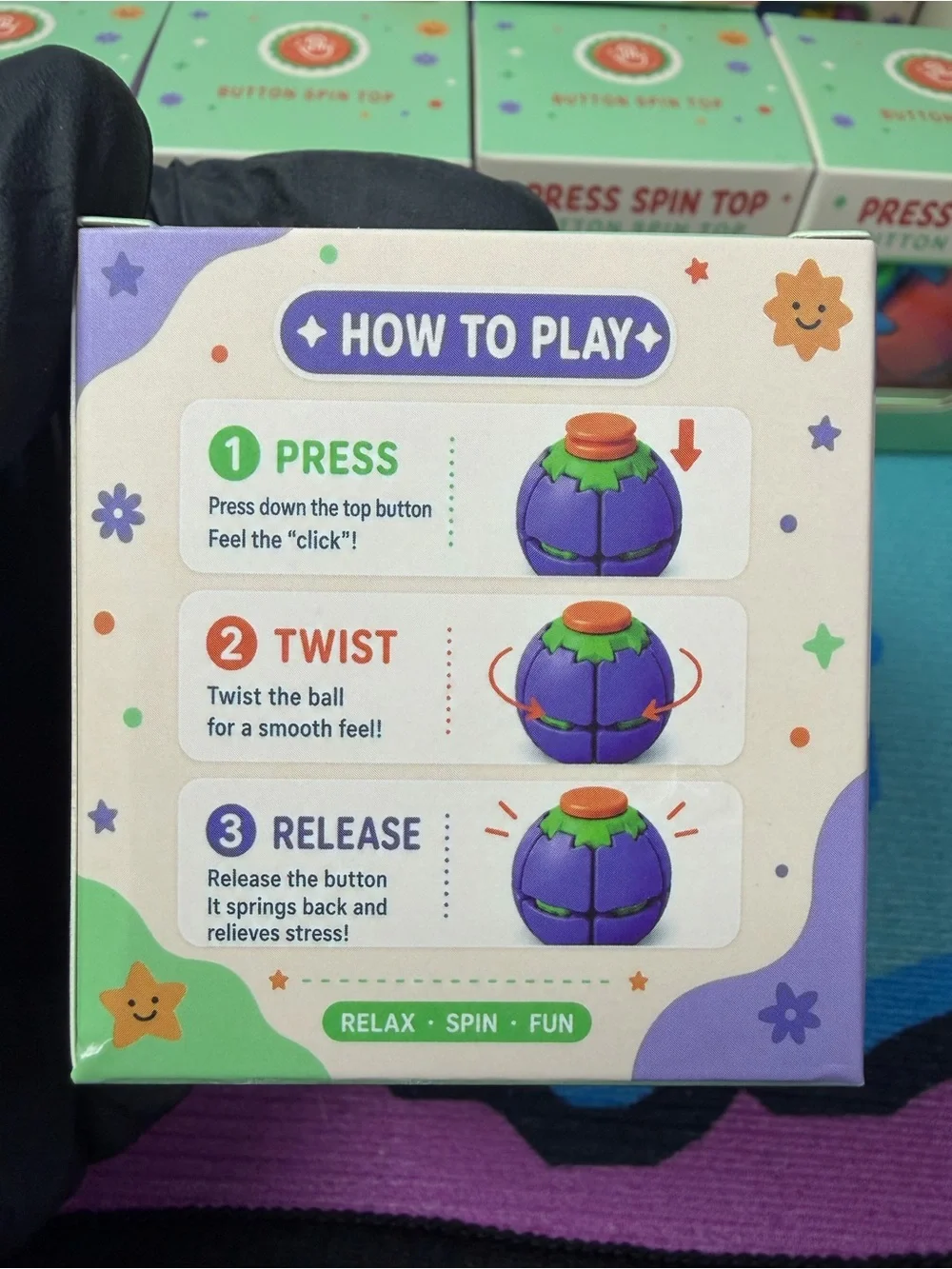 Press Spin Top Button Spin Top - Pink Kids Toy